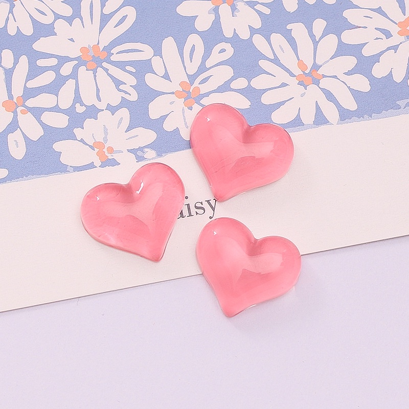 Set 10 Nút Nhựa Trong Suốt Hình Trái Tim Trang Trí Ốp Điện Thoại