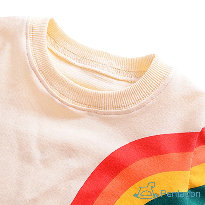 Áo Thun Tay Dài In Họa Tiết Cầu Vồng Hoạt Hình Dành Cho Bé Gái