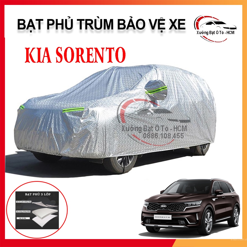 Bạt Phủ Xe Ô Tô 3 Lớp Tráng Nhôm Cao Cấp, Áo Trùm Bảo Vệ Xe KIA SORENTO