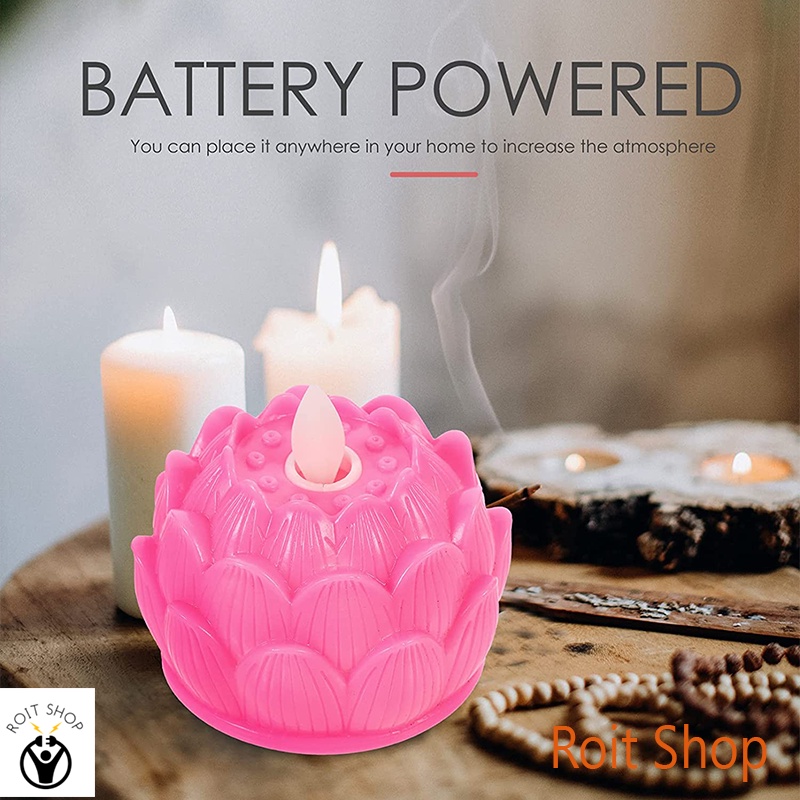 Đèn nến hoa sen điện tử trang trí - Sử dụng pin AG13  - Bộ 2 cái