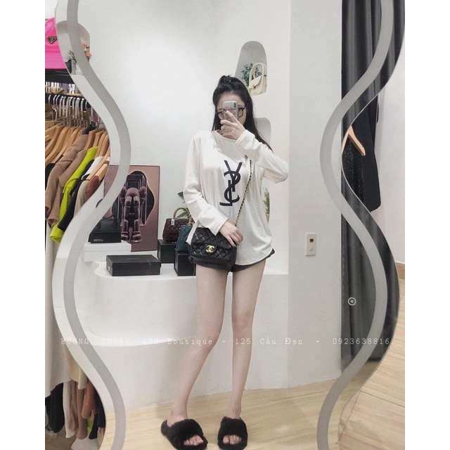 ÁO THUN GIẤY K MỎNG MÙA THU SIÊU ĐẸP Y.S.L Áo Phông Giấy Form Rộng Tay Dài, Áo Thun Nữ Cổ Tròn Hàng Đẹp