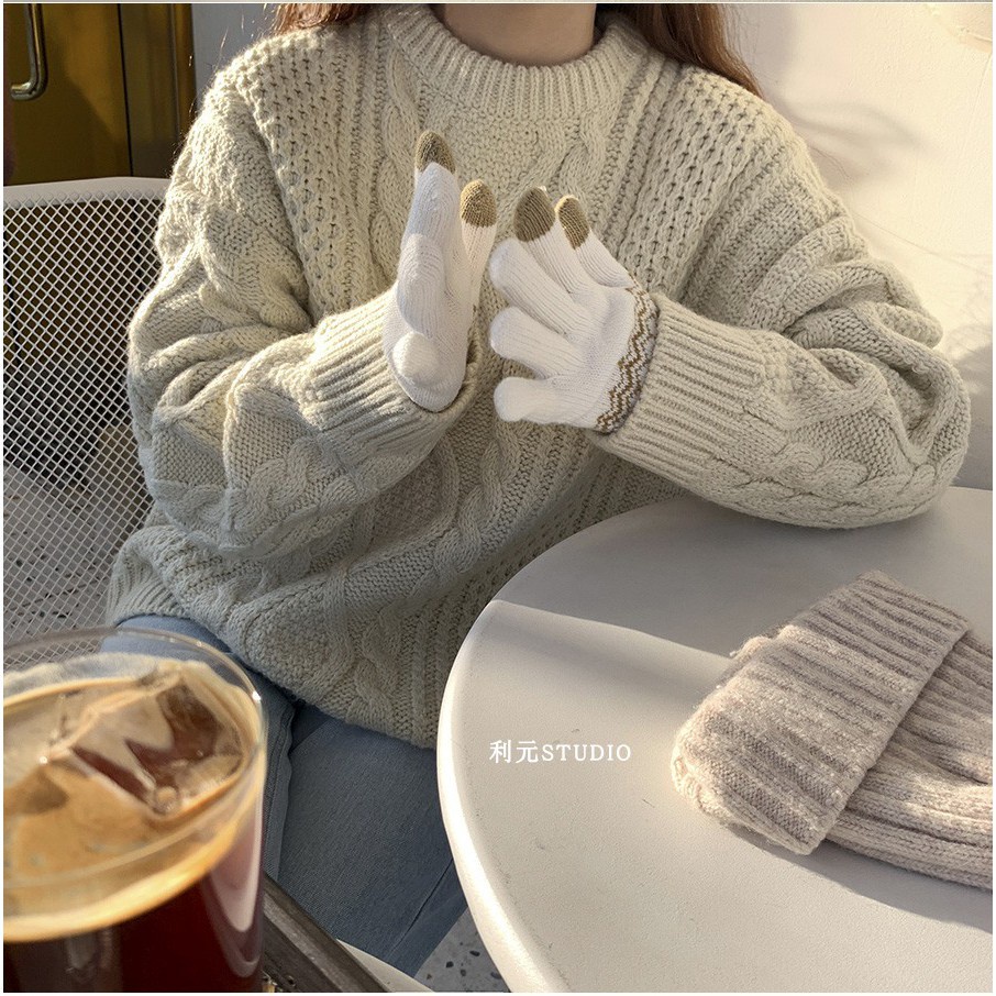 Găng Tay Len Nhung Hở Ngón Chống Lạnh Cho Nam Và Nữ