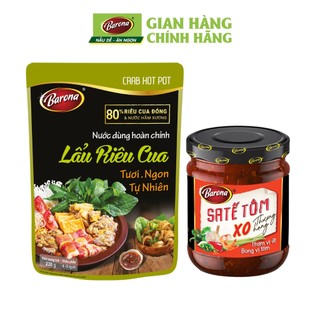 Combo Nước Dùng Lẩu Riêu Cua Barona 230g tươi ngon không cần nêm nếm và 1 hũ Sa tế Tôm XO Thượng hạng Barona 100g