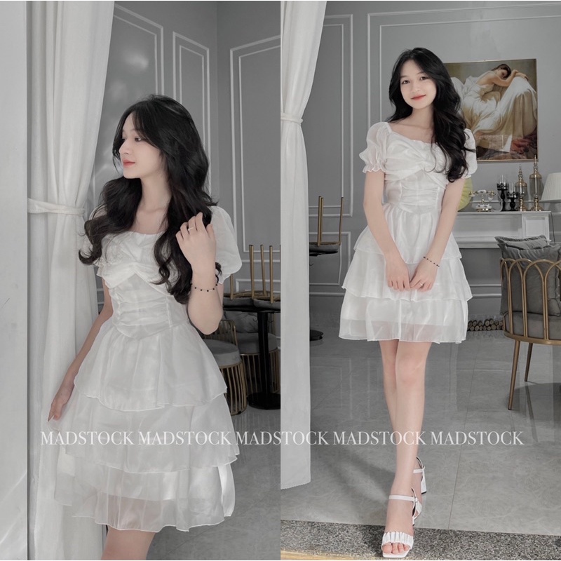 Đầm voan dự tiệc tay phồng phối nơ dễ thương nhí nhảnh ( thời trang vickyy.g - anitagreen ) NQ1122