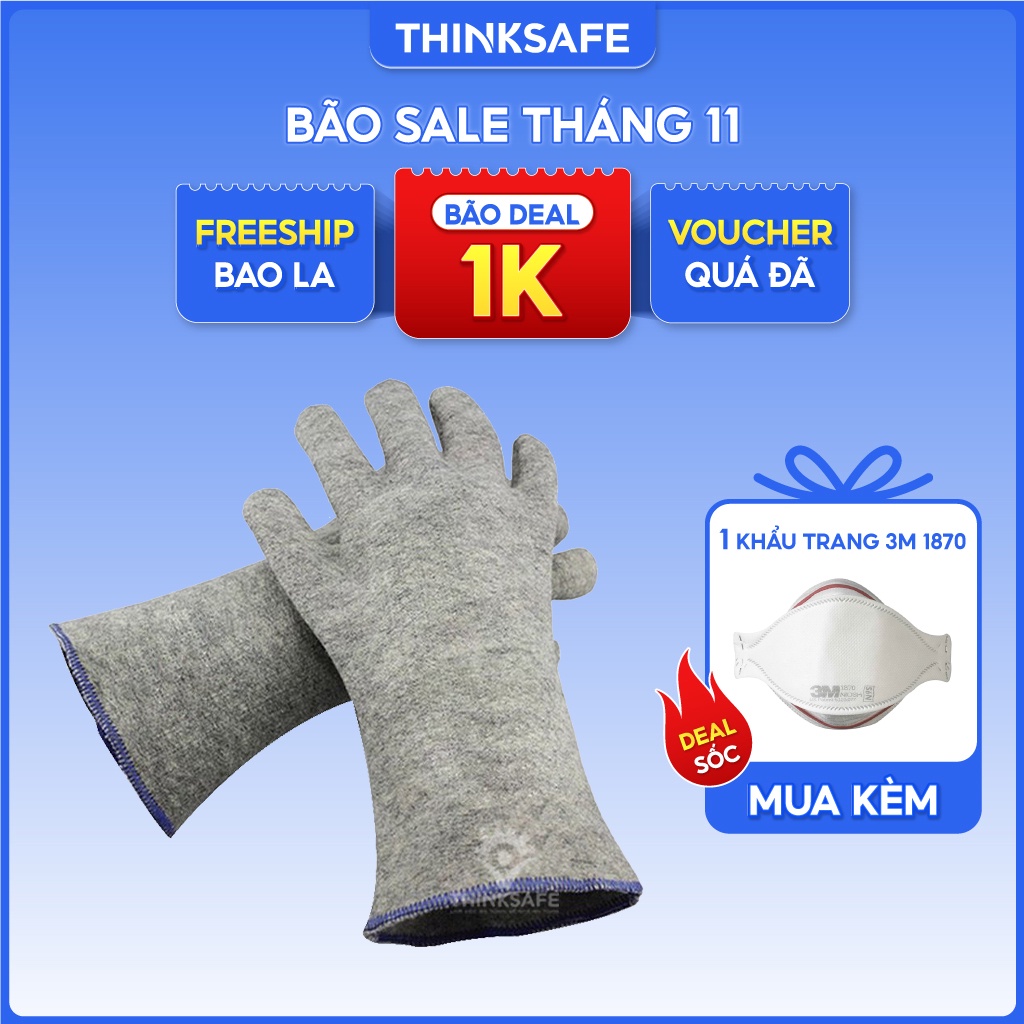 Găng tay chịu nhiệt 300℃ Castong xám, chống nóng, chịu nhiệt, cách nhiệt nhiều lớp, hấp thụ mồ hôi, bền không nóng chảy