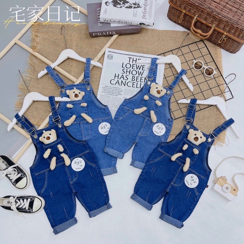 Sét yếm bò ,jean kèm gấu xinh cho bé trai,bé gái