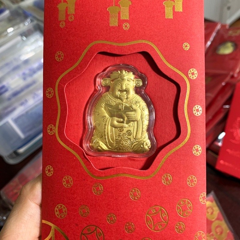 Lixi tếtFREESHIPLì Xì Thần Tài Bao Lì Xì Đỏ Mạ Vàng May Mắn 2023