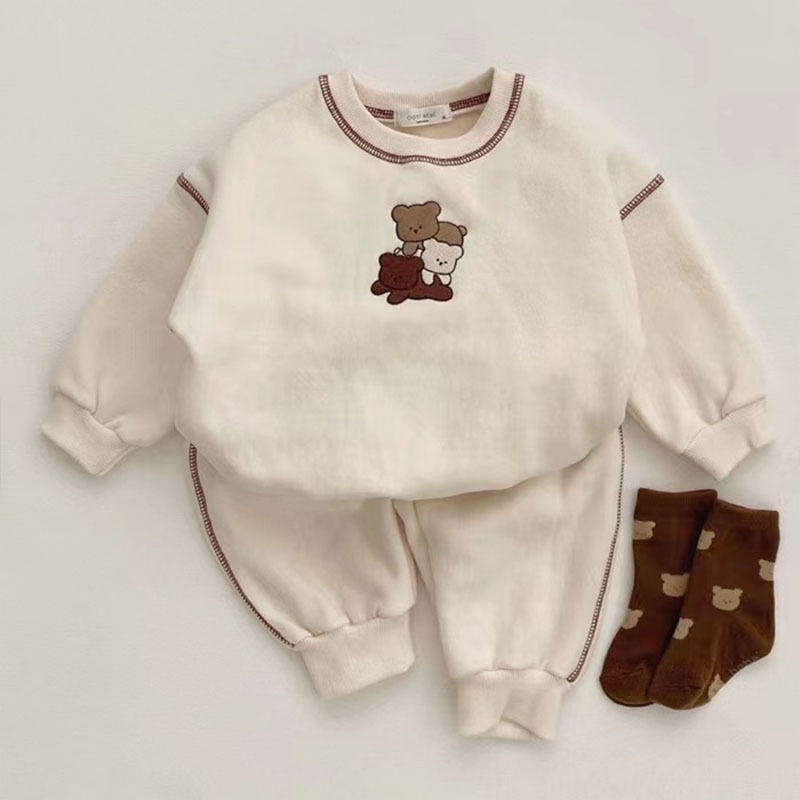 Set Đồ Mùa Đông Hai Món Gồm Áo Sweater Nhung Dày Dặn In Họa Tiết Hoạt Hình + Quần Dài Tới Mắt Cá 4NZ3 Phong