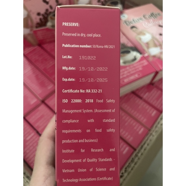 Hộp 10 gói Cà phê Detox Collagen giảm cân an toàn hiệu quả