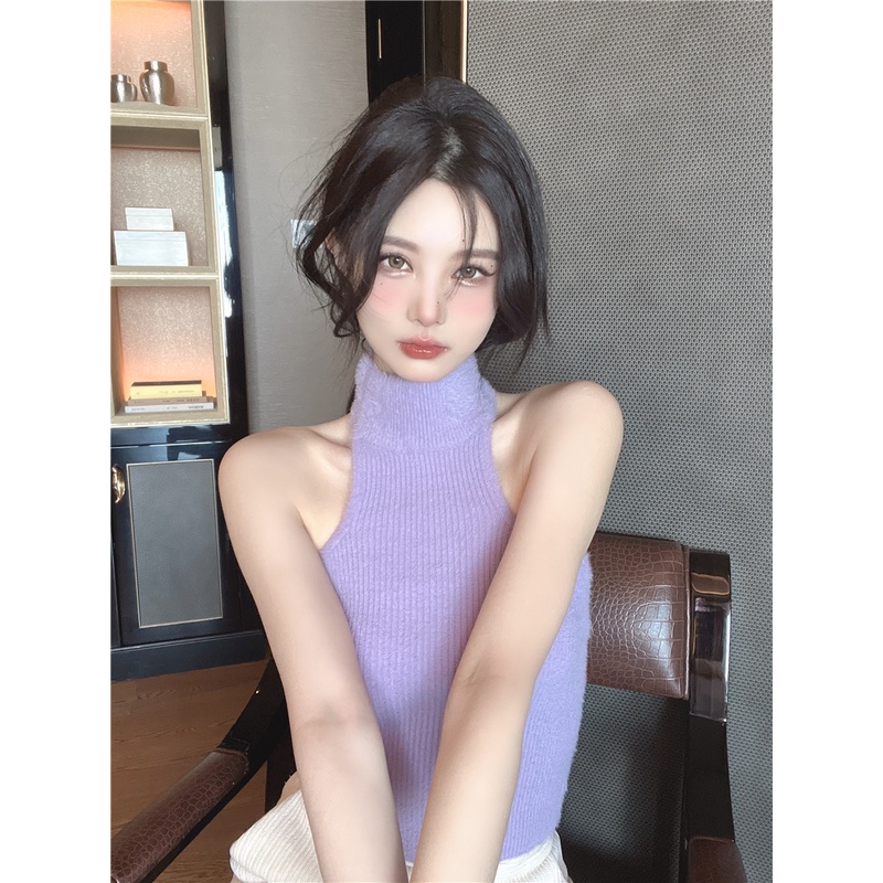 ZHELIHANGFEI Áo Dệt Kim Hai Dây Lưng Cao Kiểu Dáng Quyến Rũ Cho Nữ