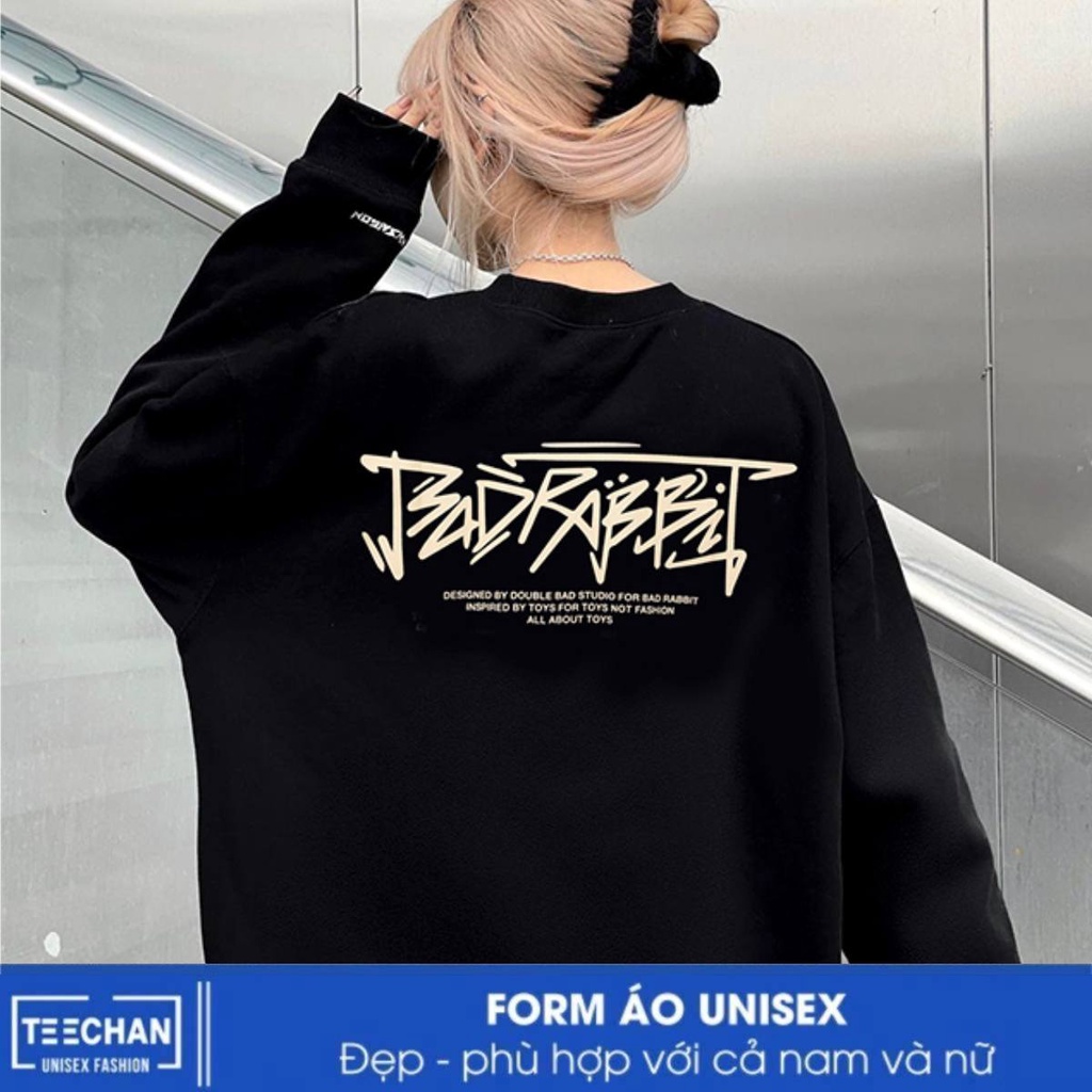 Áo Sweater mã HD507 BAD RABBIT THỎ Nam Nữ TEECHAN Unisex Dài Tay Chất Nỉ Dày dặn Streetstyle