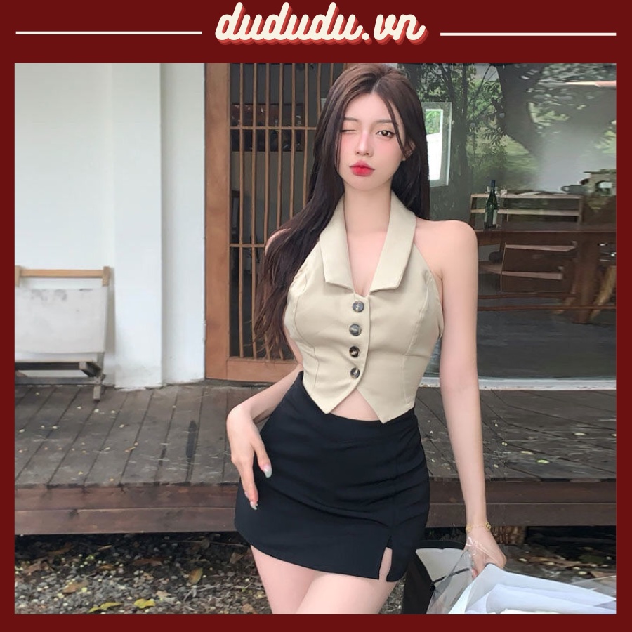 Áo Sơ Mi Croptop Quấn Hở Lưng Sexy Cổ V Công Sở Văn Phòng Đi Chơi Thời Trang Mùa Hè 2022 Cho Nữ