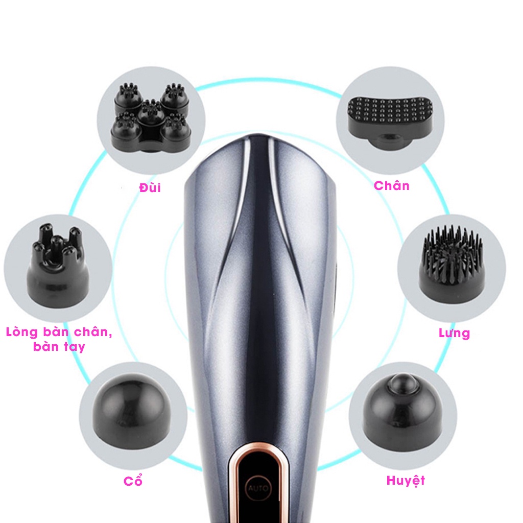 Máy đấm lưng massage cầm tay 6 đầu thay thế phiên bản cao cấp nhất 2022, BẢO HÀNH 12 THÁNG