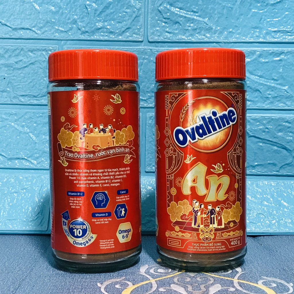 Thức uống lúa mạch hương vị sô-cô-la Ovaltine bột hũ thủy tinh 400g