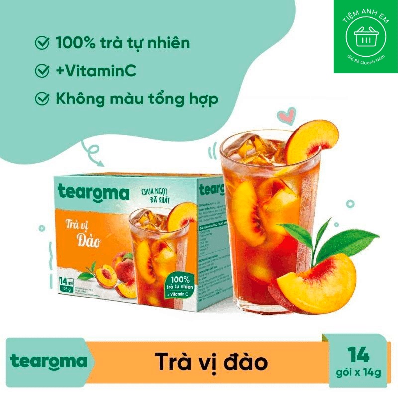 Trà Tearoma Hòa Tan Vị Đào Hộp 196g