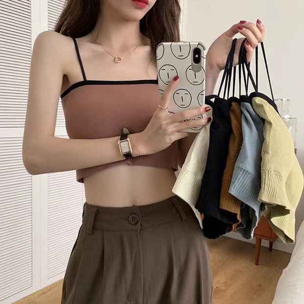 Áo Lót - Áo Bra COTTON Nhiều Màu Hai Dây Phối Viền Đen Cá Tính