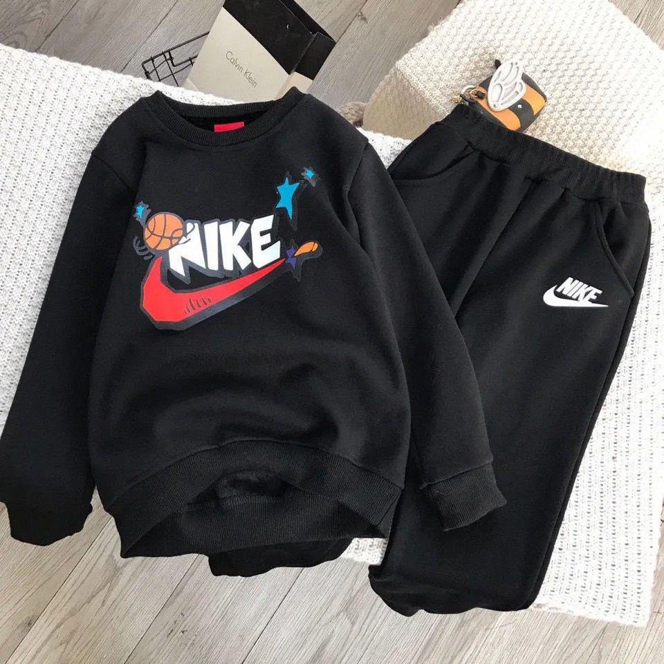 Set Đồ Thể Thao Nike Tay Dài Lót Lông Cừu Thời Trang Thu Đông Cao Cấp Cho Bé