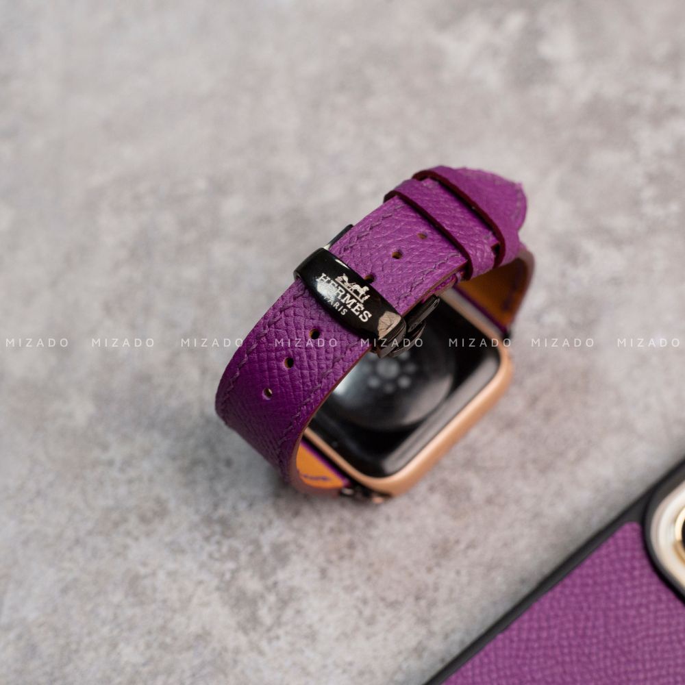 Dây da thủ công Epsom  Tím dành cho Apple Watch, đồng hồ thông minh, đồng hồ cơ MIZADO DDTC107