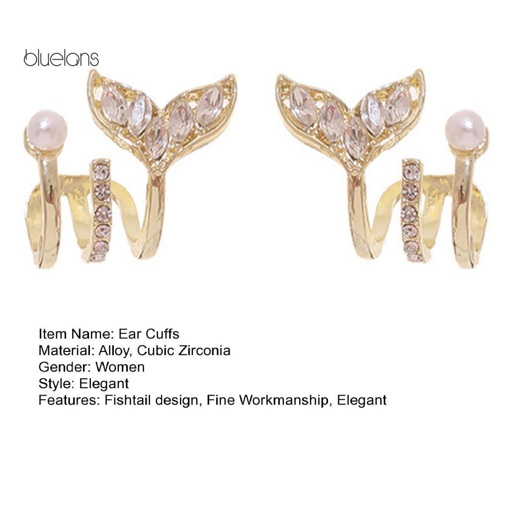 1 Cặp Khuyên Kẹp Vành Tai Đính Đá Zirconia Lấp Lánh Thời Trang