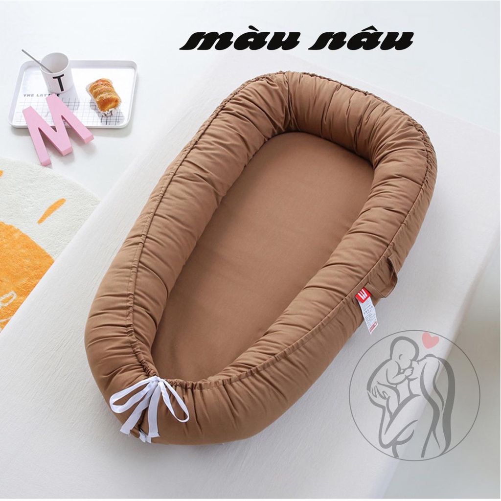Nệm Nôi DI Động Đơn Sắc Cotton Cho Bé Kèm Túi Đựng