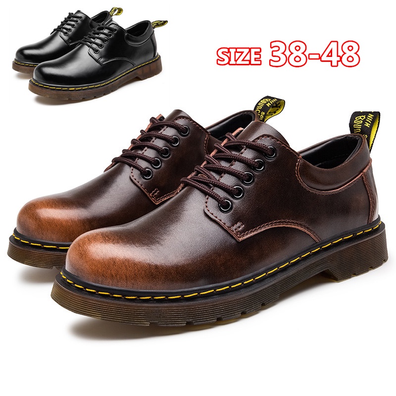 Giày Bốt Martin Da Thật Cổ Thấp Size Lớn 38-48 Phong Cách Retro Anh Quốc Cho Nam