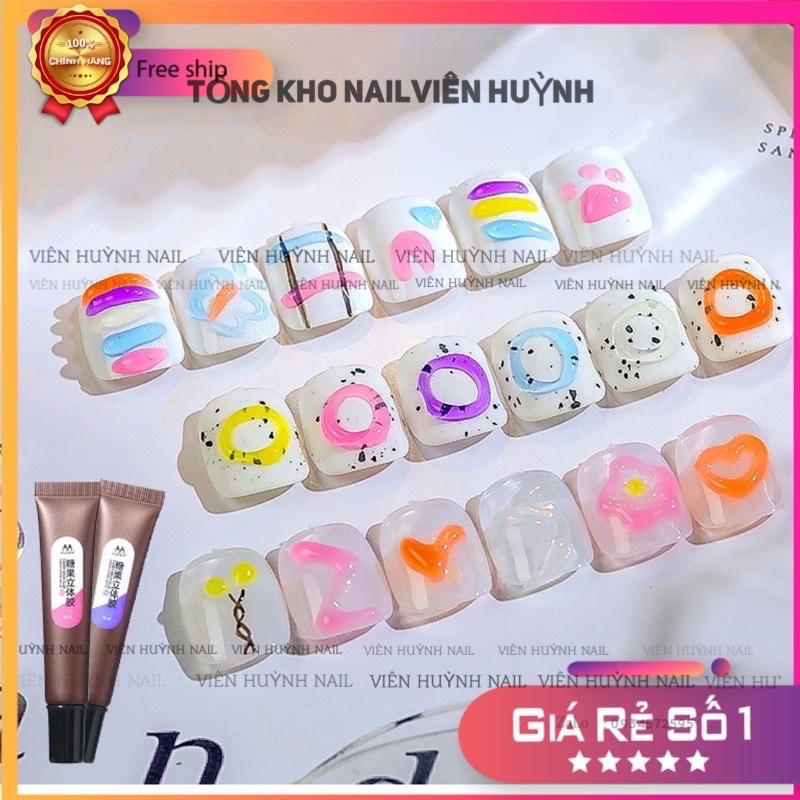 gel vẽ nổi nail , gel 5d trang trí móng