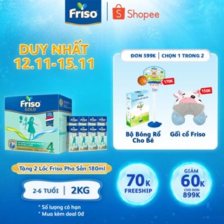 Tặng 2 lốc sữa pha sẵn RTD 180ml Sữa Bột Friso Gold 4 Hộp Giấy 2kg Dành