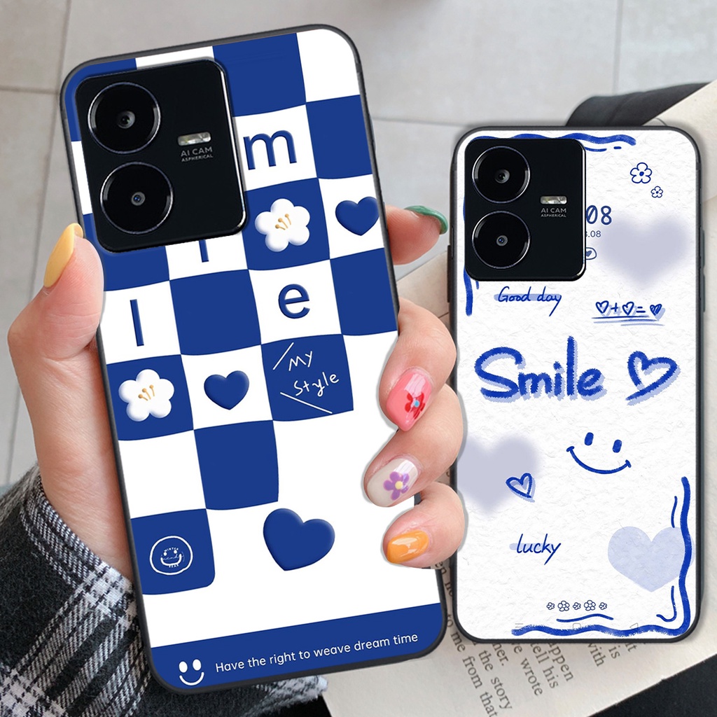 Ốp Vivo Y22S in hình gấu vịt caro nhiều màu sắc ngộ nghĩnh dễ thương