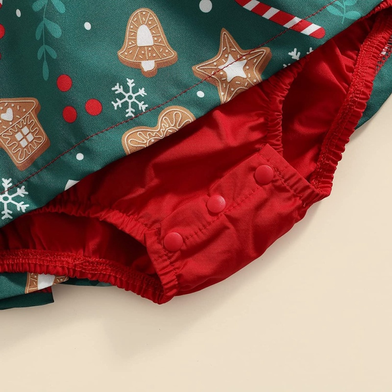 Set đầm liền quần BCBL tutu sát nách dáng xòe họa tiết Giáng Sinh có băng đô xinh xắn dành cho bé gái