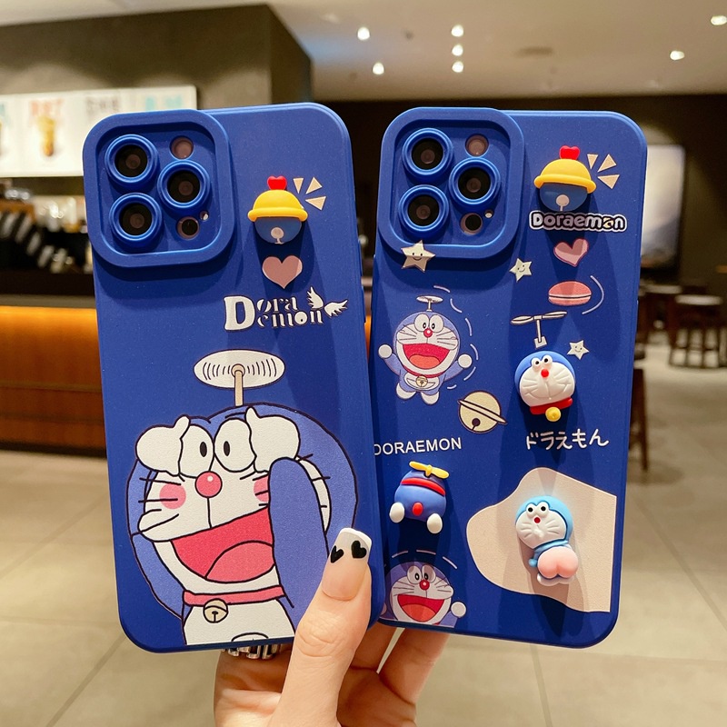 Compatible For Xiaomi Redmi Note 12 Pro+ 11 Pro 12S 11S 10S 10 5G 9S 10 9 8 Pro Redmi 12C 10C A2 A1 9A 9C 9T 10 9 Blue 3D doll Doraemon creative mobile Case