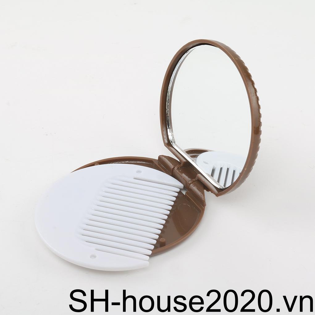 Gương Trang Điểm Kèm Lược Hình Bánh Quy Sô Cô La Dễ Thương