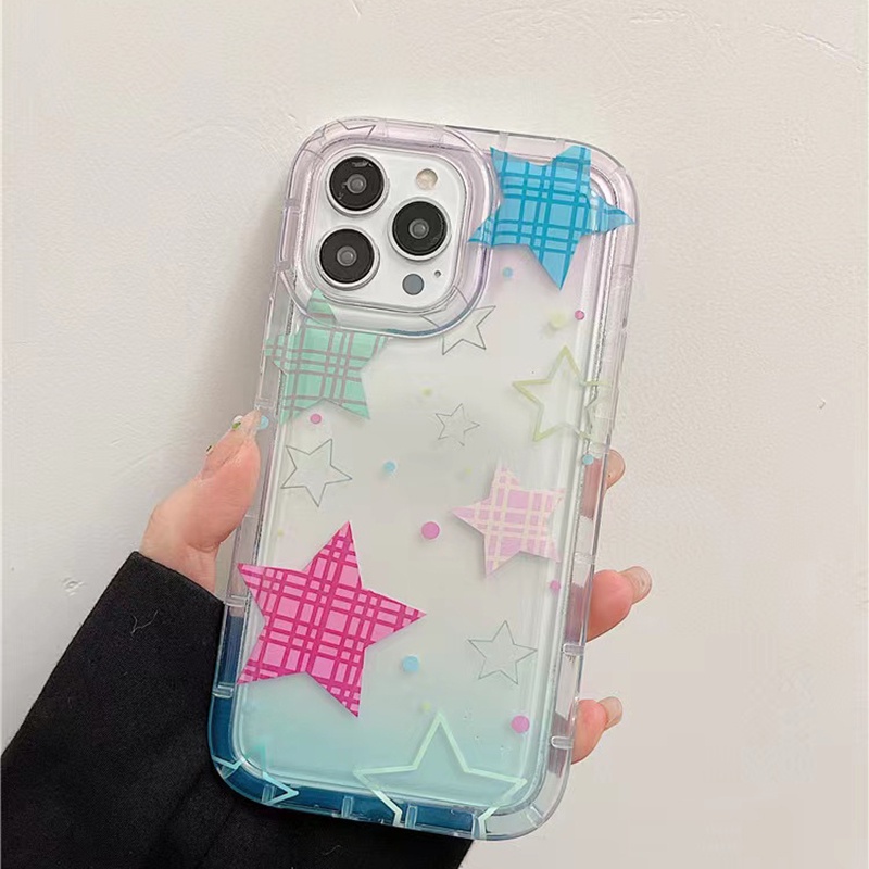 Ốp Điện Thoại TPU Silicon Mềm Trong Suốt Chống Sốc Hình Ngôi Sao Nhiều Màu Cho IPhone 14 13 12 11 Pro XS Max X XR 8 7 6 6S Plus