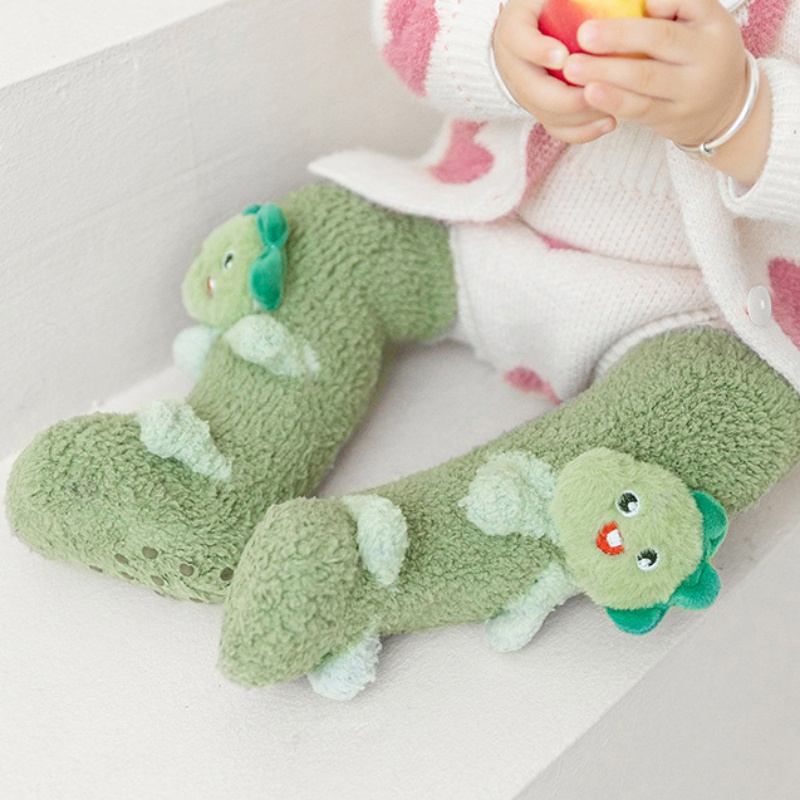 Vớ Ống Dài Lót Lông Cừu Dày Dặn Chống Trượt Họa Tiết Hoạt Hình Dễ Thương Cho Bé Sơ Sinh