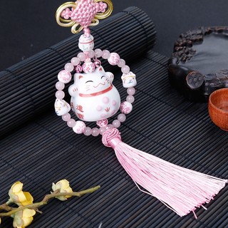 Mèo may mắn treo xe, decor trang trí