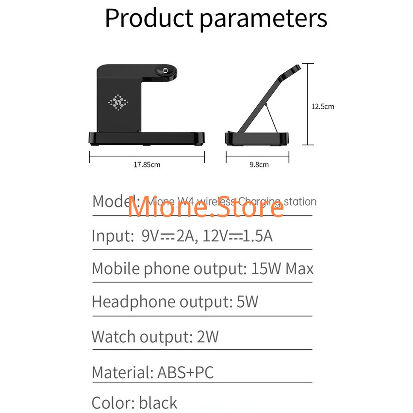 Đế sạc nhanh không dây MIONE 4 trong 1 15W đa năng thích hợp cho IP13 14 12 Pro Max