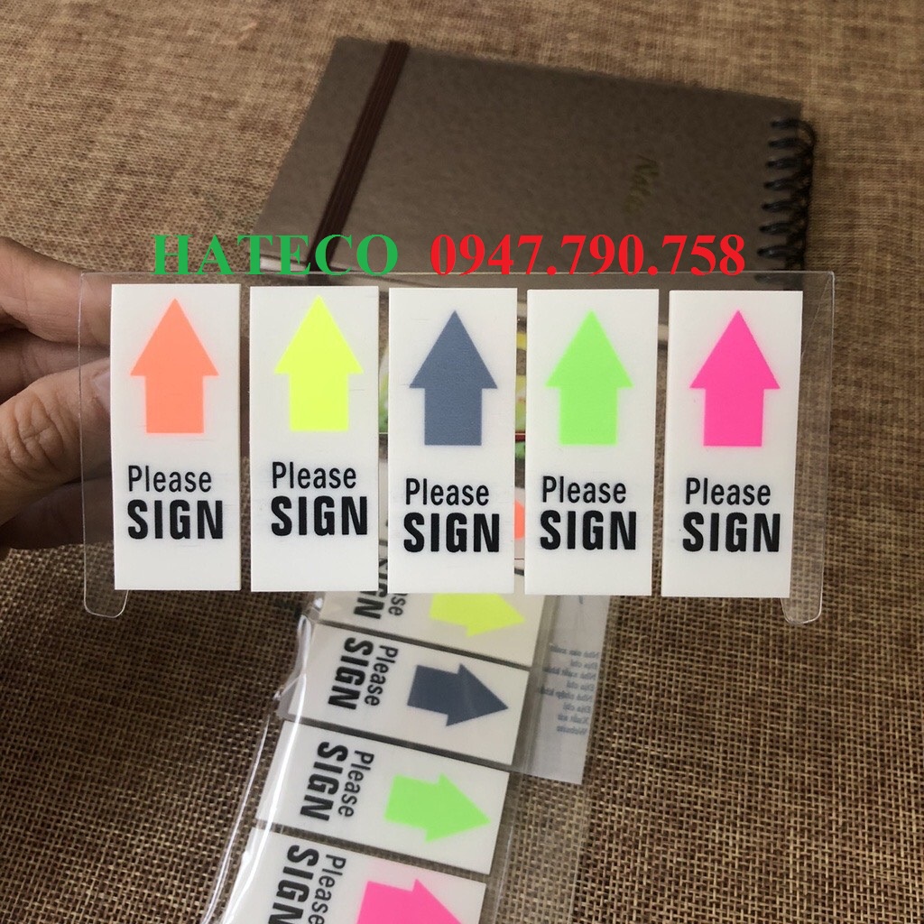 100 tờ Giấy ghi chú, giấy note trình ký 5 mũi tên Please sign Pronoti 45649 - Note Please Sign Here