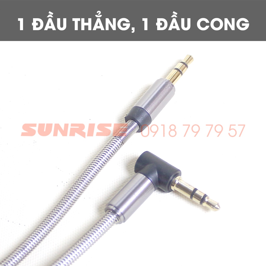 Dây tín hiệu âm thanh AV 2 đầu 3 li, Jack 3 Li đầu thẳng, đầu cong bọc lò xo chống gãy