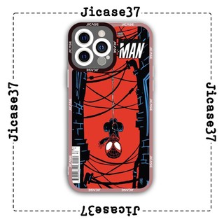 Ốp lưng iphone và samsung xiaomi oppo cạnh vuông Jicase Spider Man đu dây