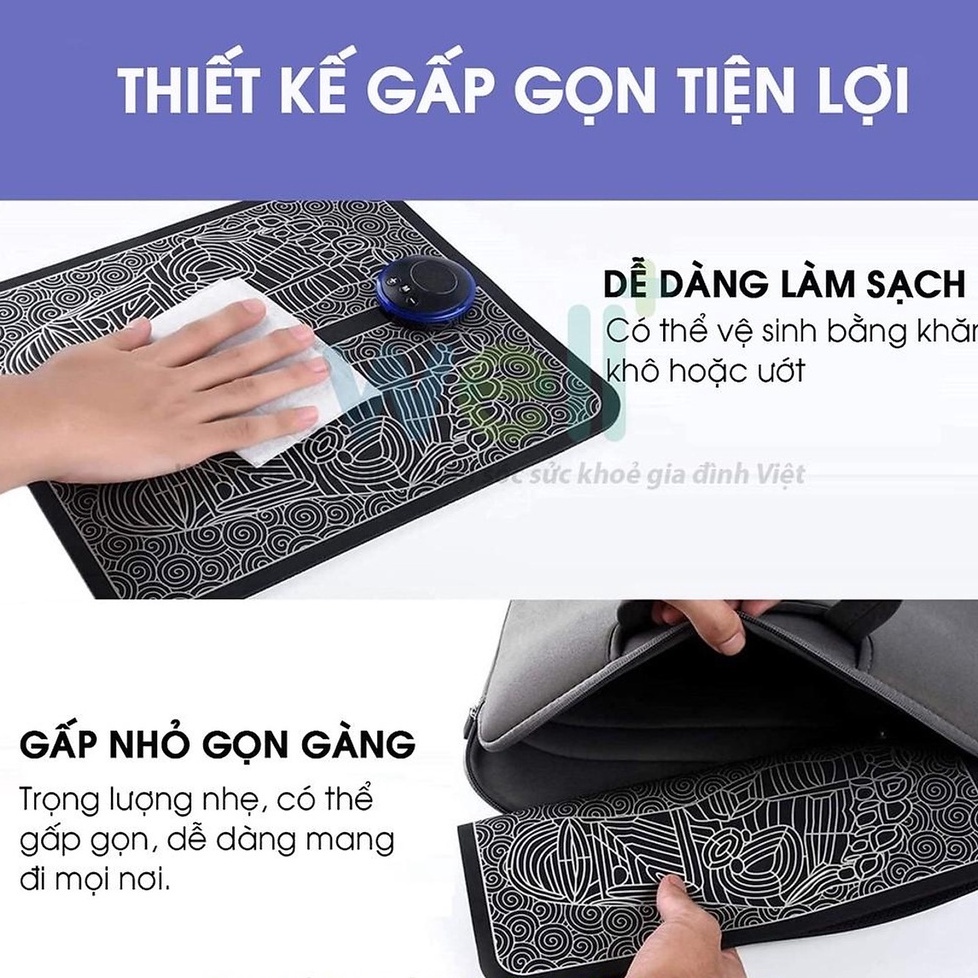 Thảm Massage Chân Mô Phỏng SPA Cao Cấp - Điện Sinh Học EMS Hỗ Trợ Giảm Đau Mỏi, Cải Thiện Tuần Hoàn Máu