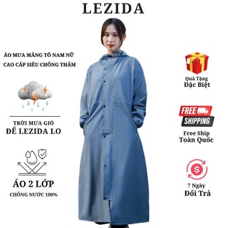 Áo mưa măng tô bộ người lớn 1 người siêu chống thấm 2 lớp LEZIDA