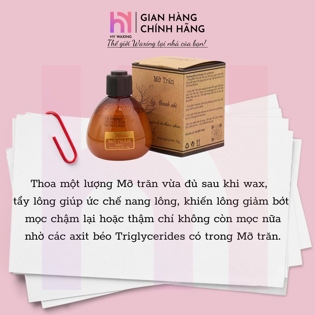 [CHE TÊN] Combo Nồi Nấu Sáp Wax Lông Chống Dính HY WAXING + 100gr Sáp Trong Suốt + 75gr Mỡ Trăn Tặng Que