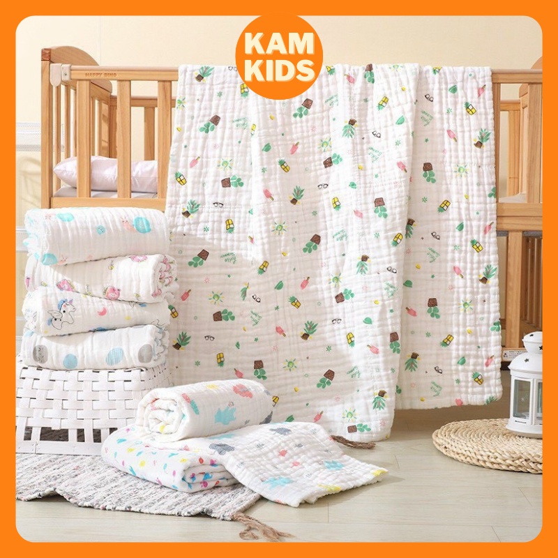 Khăn tắm xô/Chăn xô nhăn 6 lớp cho bé