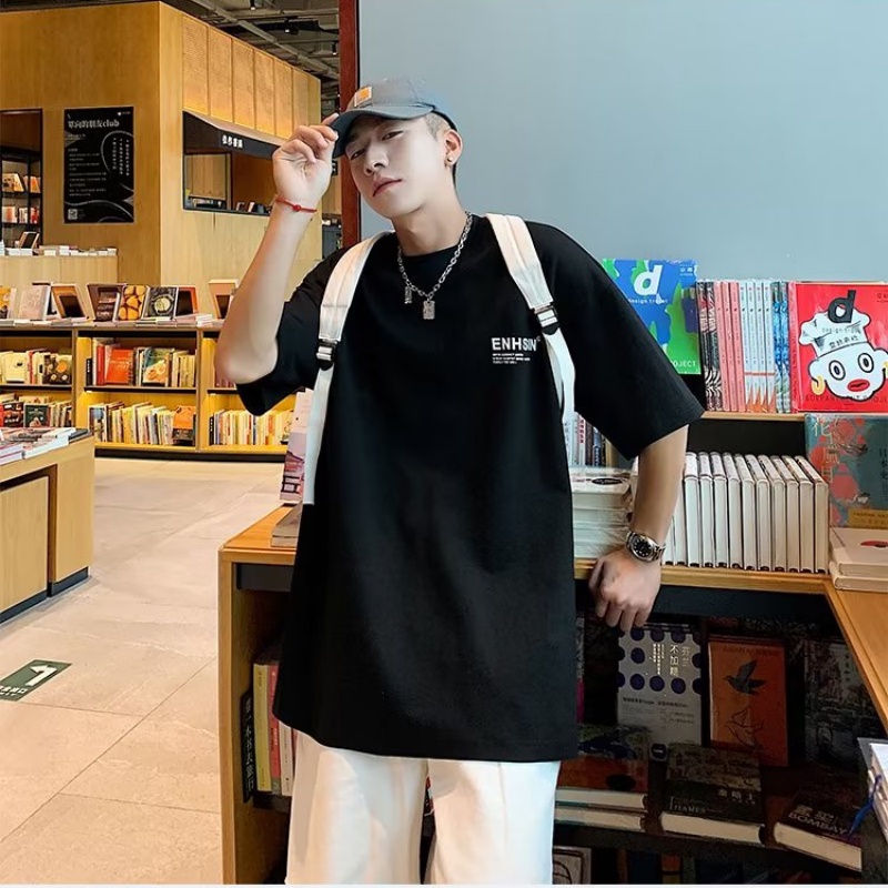 Áo Thun Nam Tay Ngắn In Chữ Thời Trang Hàn Quốc