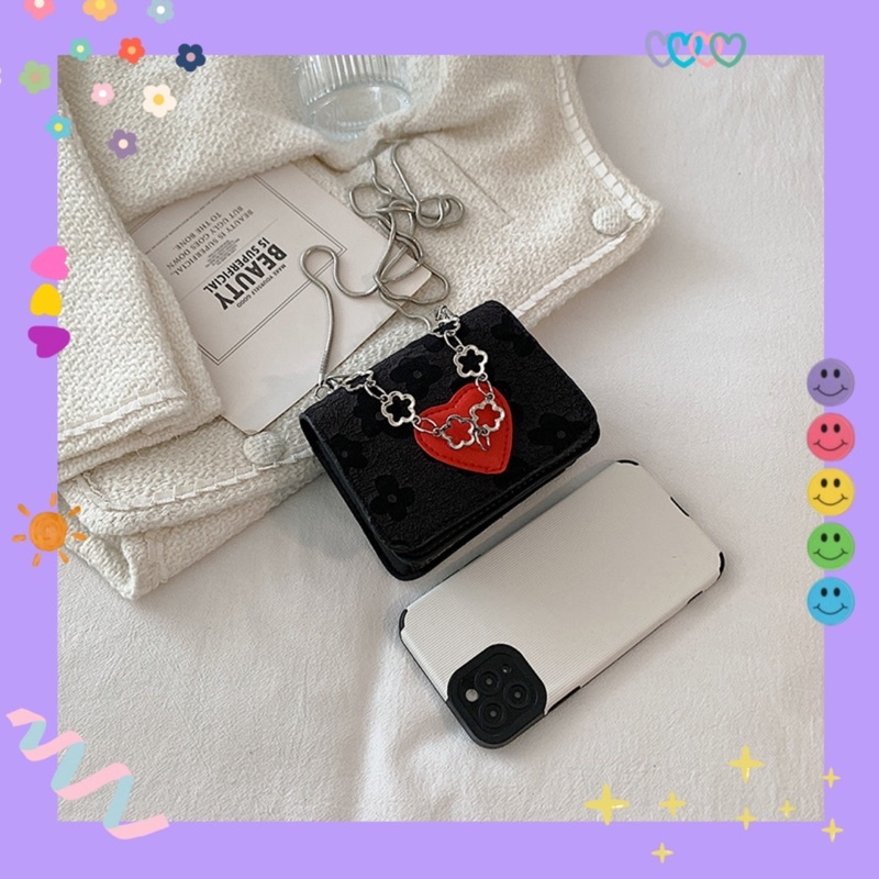 Túi xách mini đeo chéo, quai xách xích hoa 🌸 Trái tim cuteee 🖤