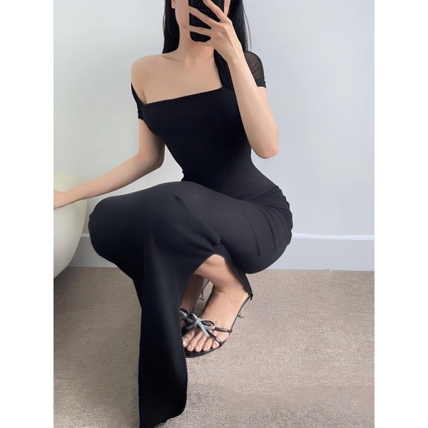 đầm đuôi cá dây choàng cổ phối lưới mặc nhiều kiểu - CarotShop