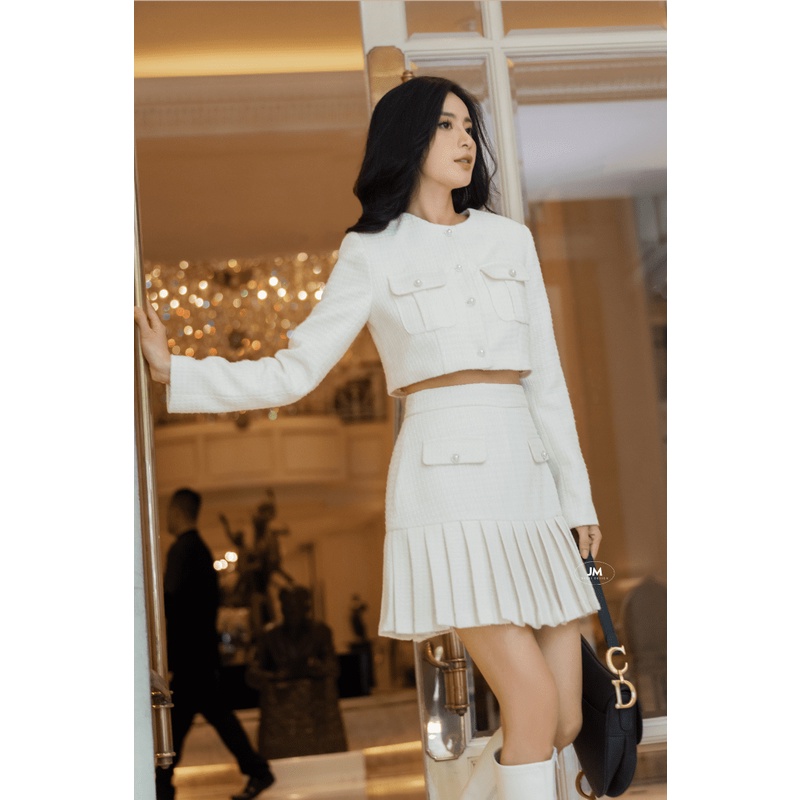 JM Dress Desgin - Chân váy Tweed dập ly 4S13.2210TW