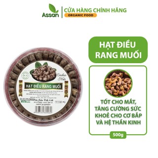 Hạt điều rang muối, hạt điều rang nguyên hạt size to hộp 500g assan