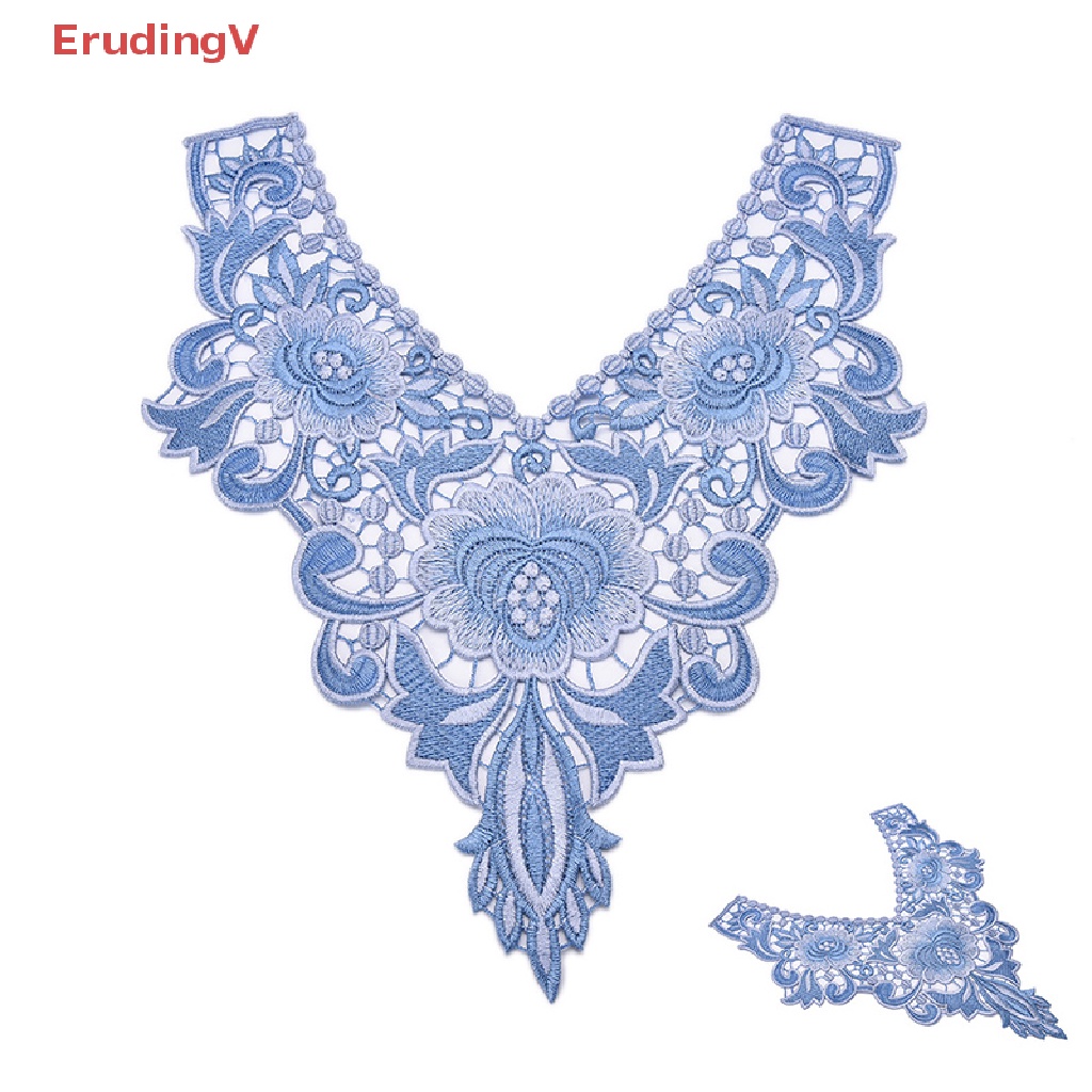 1 Miếng Vá Viền Cổ Áo Bằng Ren Thêu Hoa Xinh Xắn