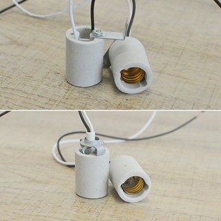 Đui đèn E14/E27 bằng sứ cao cấp chống nhiệt gắn tường dùng để trang trí hoặc lắp đèn nhà xưởng