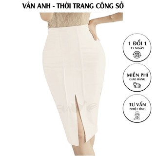 Chân váy bút chì dáng dài, Chân váy xẻ tà trước - Thời trang công sở nữ VannhShop BC01